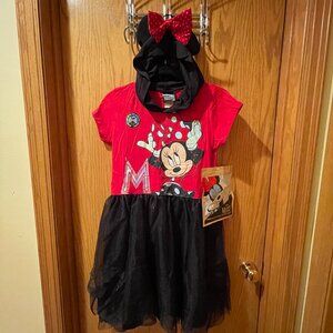 NWT Girls Minnie Mouse Dress w/hair bow and 4 Surprise Bows size XXL (18)